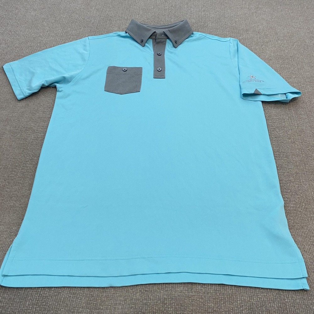 FootJoy Polo Shirt Mens Large Blue Dallas Cowboys Golf Club Colorblock Pocket